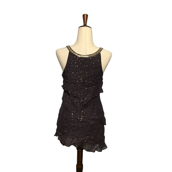 Free People Black & Gold Metallic Ruffle Tunic - Picture 4 of 8